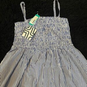 Market & Spruce Blue and White Striped Midi Dress